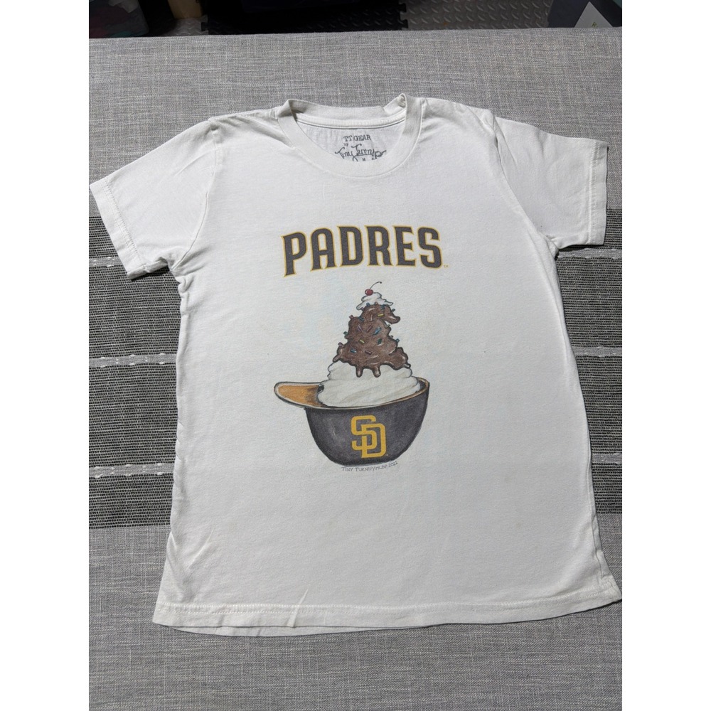 Kids San Diego‎ Padres Ice Cream Baseball Cap Graphic T Shirt Size M 8 10